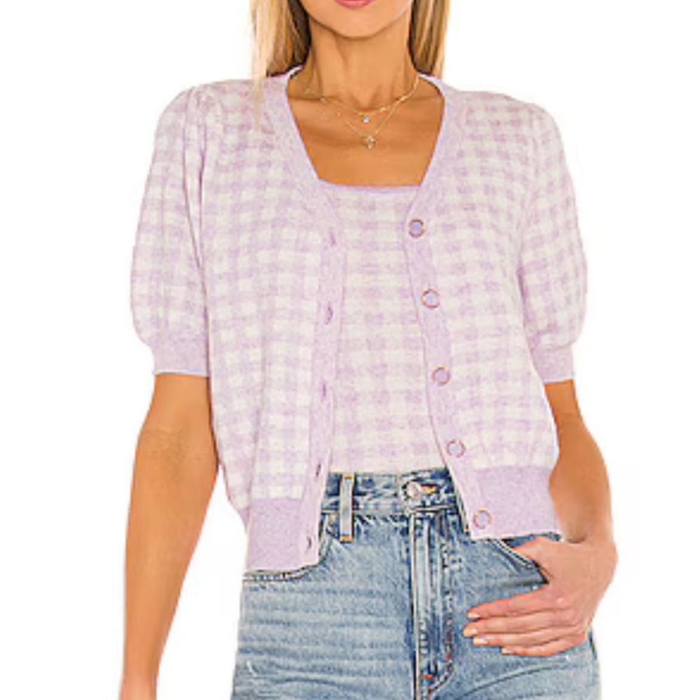 Heartloom Purple Gingham Cardigan Sweater